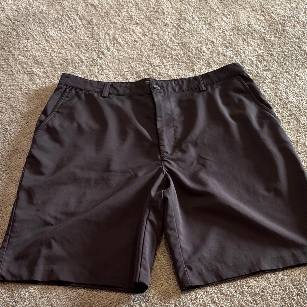 Izod Men's Dark Brown Flat Front Shorts